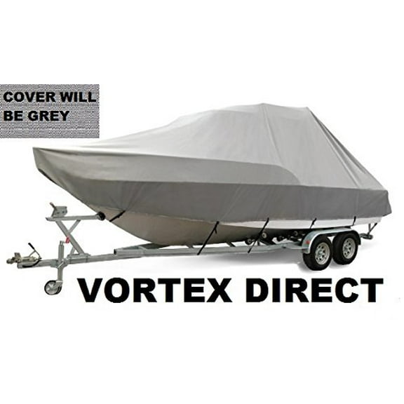 VORTEX HEAVY DUTY GREY / GRAY T-TOP CENTER CONSOLE BOAT COVER FOR 18' - 19' BOAT (FAST SHIPPING - 1 TO 4 BUSINESS DAY DELIVERY)