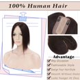 thumbnail image 3 of MY-LADY Woman 100% Remy Real Topper Human Hair Hair Extensions Natural Daily Hair Wigs Straight Hair Piece #06 Light Brown 12inch, 3 of 8
