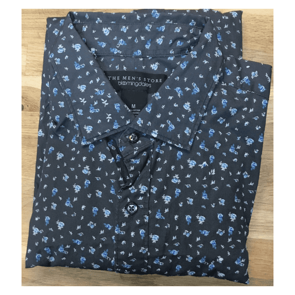 $98 Bloomingdale The Mens Store Charcoal Floral Slim Fit Button Down Shirt XL