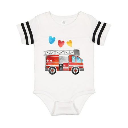 

Inktastic Valentine s Day Fire Truck with Hearts Gift Baby Boy or Baby Girl Bodysuit