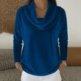 thumbnail image 6 of Women's Sparkly Velvet Tops Elegant Cowl Neck Long Sleeve Shirts Fall Winter Dressy Casual Blouses Tshirts 2025 Dark Blue M, 6 of 7