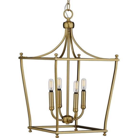 Progress Lighting Parkhurst 4-Light Foyer Pendant, Brushed Bronze, Lantern Style, Steel, Dry Rated, Incandescent