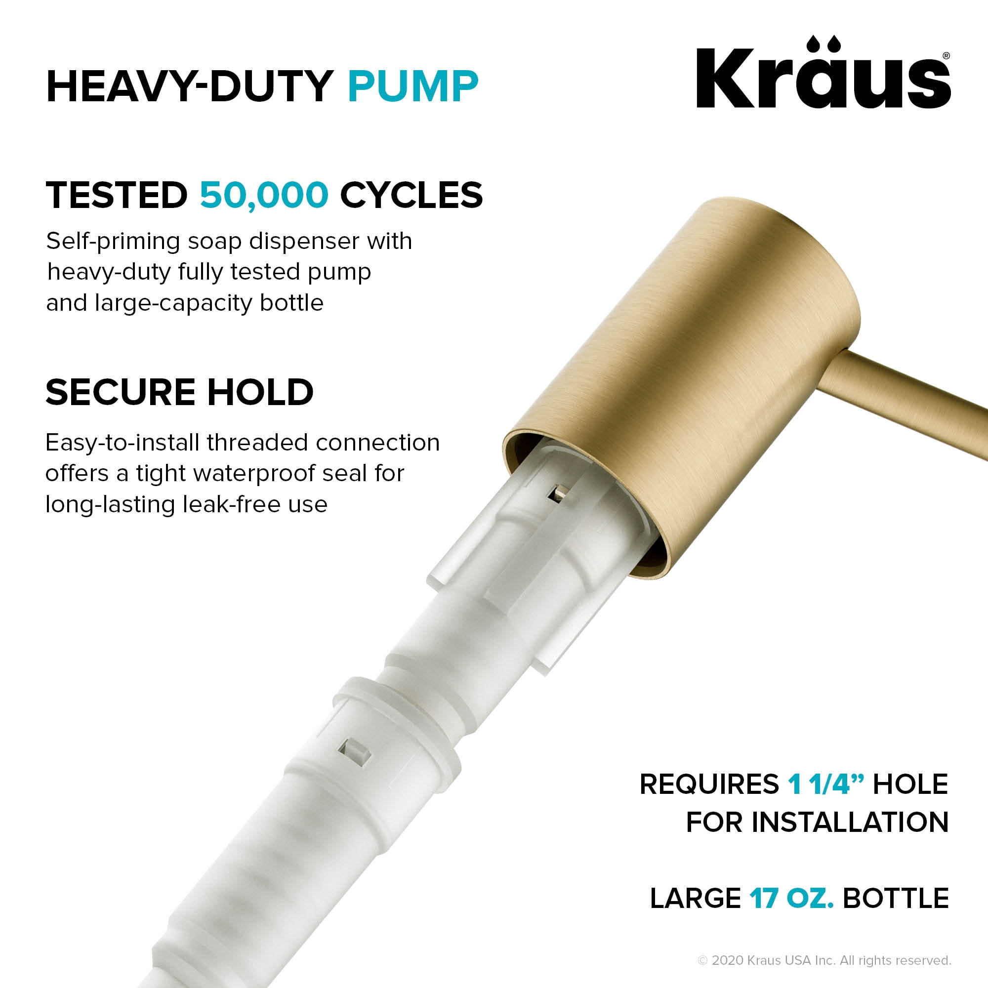 KRAUS Kitchen Soap and Lotion Dispenser in Brushed Gold