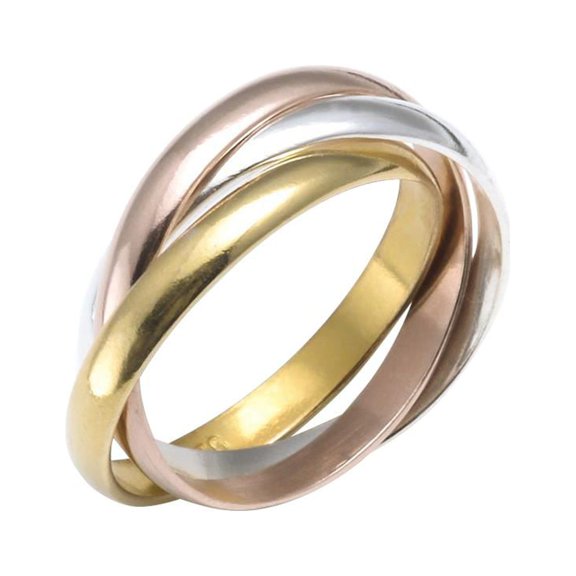 Silverly Rose Yellow Gold Plated Sterling Silver Triple Band Russian Wedding Ring - Women's Polished 925 Silver Ring - Wedding Rings His and Hers - Sterling Silver Rings - Men's Gold Rings