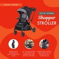 thumbnail image 3 of Baby Trend Sit N' Stand 5-in-1 Collapsible Kids Shopper Stroller with Shaded Canopy Visor, Extendable Storage Basket, and 2 Cup Holders, Stormy, 3 of 5