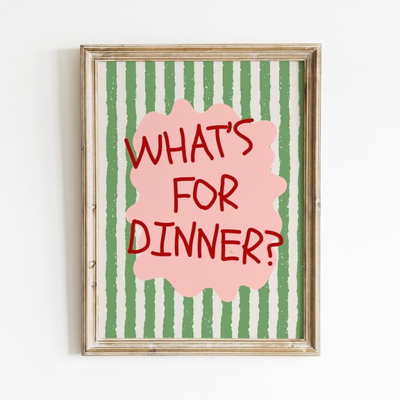 Kitchen Quote Print Whats For Dinner Wall Decor Playful Dining Room Decor Modern Kitchen
