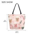 thumbnail image 5 of FORMRS Womens Canvas Tote Bag with Zipper Inner Pocket Shoulder Handbag, Hand Drawn Cups, 5 of 7