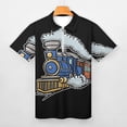 thumbnail image 3 of Train Railroad Men Zipper T-shirt Summer Casual Short Sleeve T-shirt Top, 3 of 7