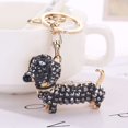 thumbnail image 2 of Electronicheart Metal Rhinestone Sausage Dog Keychain Cartoon Animal Dachshund Puppy Key Ring Shoulder Bag Key Chain, 2 of 4