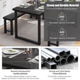 thumbnail image 4 of PORKISS 47.2" Dining Table Set for 4, 3 Piece Kitchen Table Set with 2 Benches, Space Saving Breakfast Nook Dining Set, Small Dining Room Table Set for Apartment, Black, 4 of 8