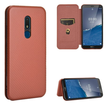 For Nokia C3 Carbon Fiber Texture Horizontal Flip TPU + PC + PU Leather Case with Card Slot