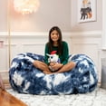 thumbnail image 3 of Jaxx Sofa Saxx Bean Bag Couch - 4 Foot - Faux Fur, Blue & White Print, 3 of 4