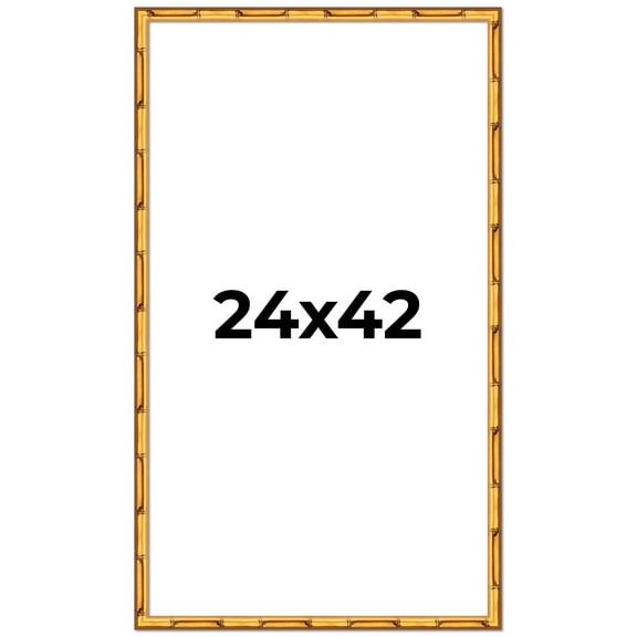 24x42 Frame Gold Bamboo Solid Wood Picture Frame | 0.75 Inch Moulding Width | Interior Frame Depth