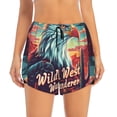 thumbnail image 2 of Yiaed Western Style Bald Eagle Print Women's Running Shorts with Liner 3 Zipper Pockets Elastic Workout Athletic Gym Yoga Shorts-Medium, 2 of 7