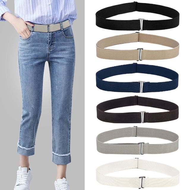 Cinturón de mujer harmtty, color sólido, elástico, ajustable, invisible, ajustable, ligero, para jeans, accesorio de moda, azul oscuro