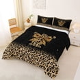 thumbnail image 2 of Erosebridal Chic Cheetah Print Full Size Comforter Sets, Personalized Initial T Bedding Sets, Black Brown, Black Reversible 3 Pieces, 1 Comforter and 2 Pillowcases, 2 of 6
