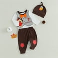 thumbnail image 2 of Okbabeha My First Thanksgiving Outfits Baby Boy Turkey Onesie Long Sleeve Romper+Turkey Pants Hat Newborn Infant Fall Clothes, 2 of 8