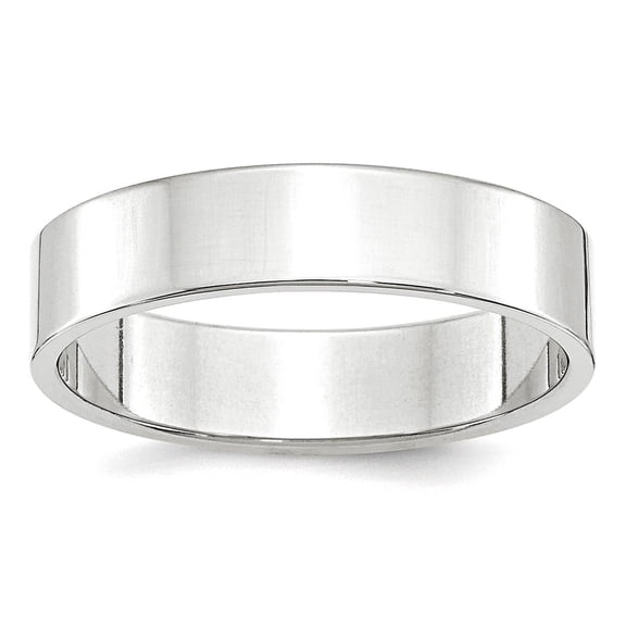 10k White Gold Solid Polished Lightweight 5mm Ltw Flat Band Size 5.5 Ring Ring for Women and Men