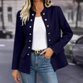 thumbnail image 5 of thefmos Women Plus Size Fall Winter Collared Long Sleeve Button Down Open Front Blazer Jackets Elegant Casual Office Work Tops Business Dressy Outerwear, Navy S, 5 of 9