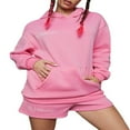 thumbnail image 1 of Women‘s Hoodie Shorts Set featuring Long Sleeve and Letters Print, 1 of 9