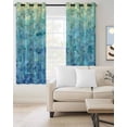 thumbnail image 2 of Turquoise Blue Teal Blackout Curtains 90 Inches Long for Bedroom, Chic Stained Glass Texture Aesthetic Thermal Insulated Room Darkening Black Out Window Curtain Panels Grommet Drapes for Living Room, 2 of 8