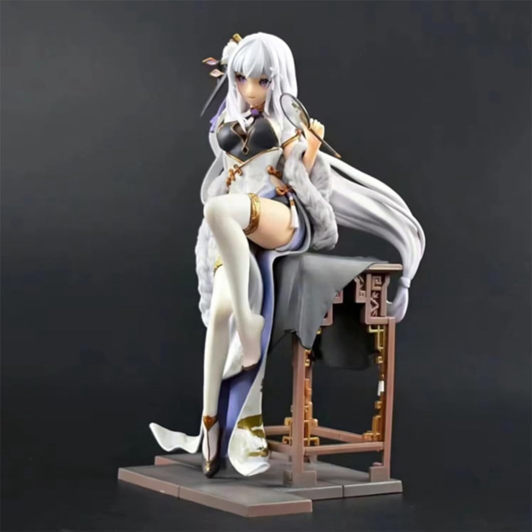 New Re Zero Starting Life in Another World Emilia (cheongsam Ver) Character Anime Model Statue Action Figures Desktop Ornament Popular Decorations Fan Souvenirs Creative Gift Collectable