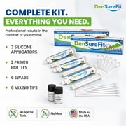 Densurefit Silicone Kit for Upper and Lower Denture, 3-6 Month Soft Silicone Dentures Repair Set to Refit and Tighten, Easy to Use Reline Set with Larger Primer and Applicators for Comfortable Fit