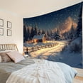 thumbnail image 3 of Snow Forest Tapestry Christmas Tree with Blue Ball Wall Hanging Tapestry Red Curtain Wood Window Tapestries for Living Room Bedroom Dorm Wall Decor, 3 of 4