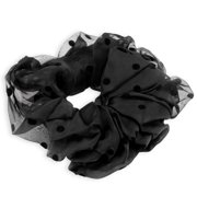 Claire's Giant Black Sheer Polka Dot Hair Scrunchies, Oversized Scrunchy Hair Ties for Women, Jumbo Accessory for Bold Style, Outer Diameter: 6 in/15.24 cm