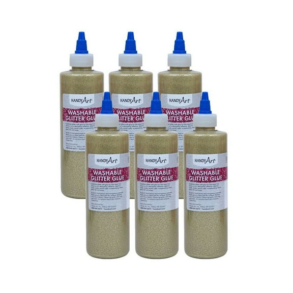 Handy Art�� Washable Glitter Glue, 8 oz., Gold, Pack of 6