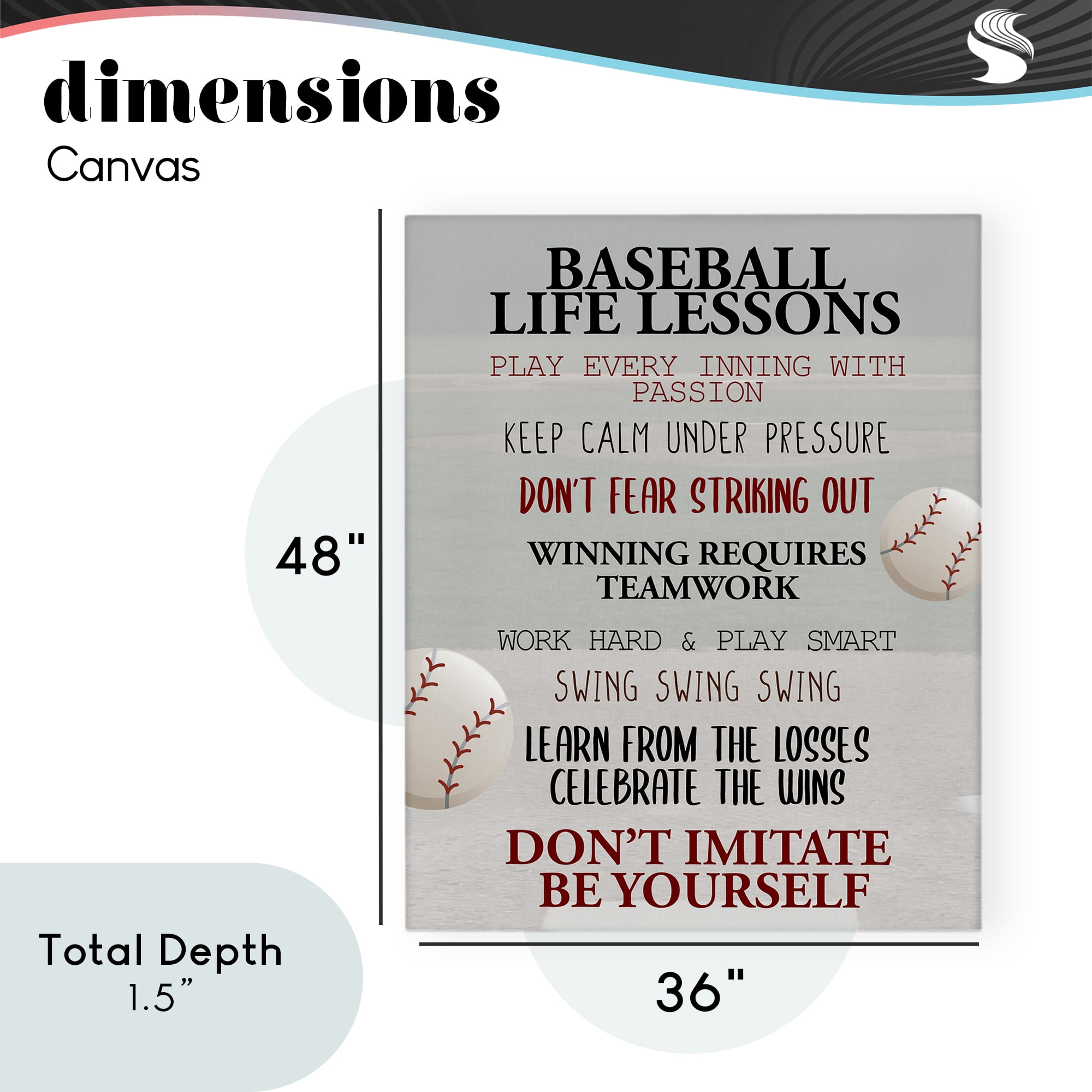 Baseball Life Lessons Canvas Wall Art, design by Kim Allen