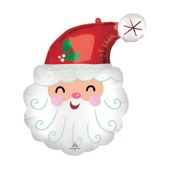 27 inch Smiley Satin Santa Head Anagram Foil Mylar Balloon - Party Supplies Decorations
