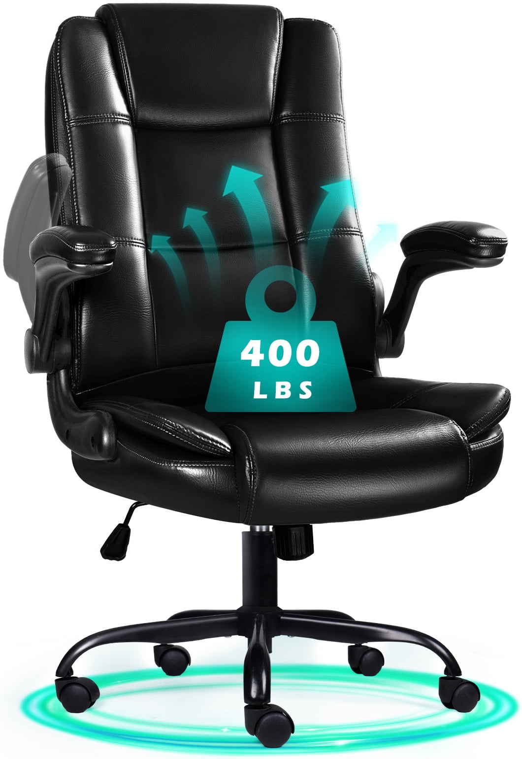 Waleaf Executive Office Chair with Flip-Up Arms, Black photo 1
