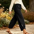 thumbnail image 5 of Karymi Jeans for Women Thick Cropped Sweatpants, Elastic Drawstring Waist Jogger Pants, Button Decor Irregular Split Hem Trousers with Side Pockets, 5 of 9