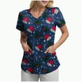 thumbnail image 2 of Towmus Womens Christmas Scrub Tops Cute Print V Neck Short Sleeve Shirts Nurse Uniforms Graphic Blouses with Pockets S-3XL, 2 of 6