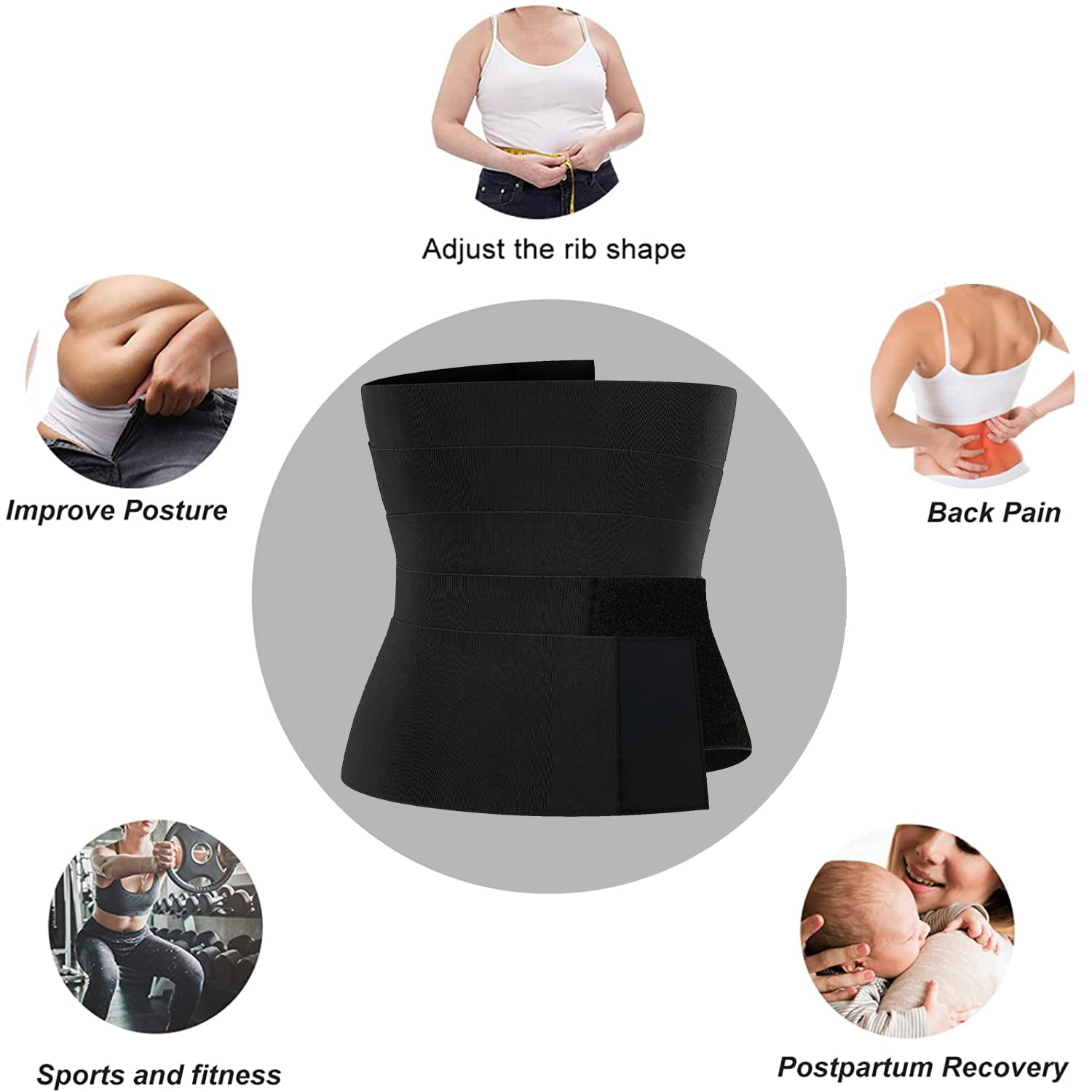MALOGIC 2 in 1 Waist Trainer for Women Adjust Your Snatch Bandage Wrap  Tummy Sweat Wraps Trimmer Belt and Arm Trimmers Accessories Slimming  Fitness Body Shaper Under Clothes Plus Size Workout Black 