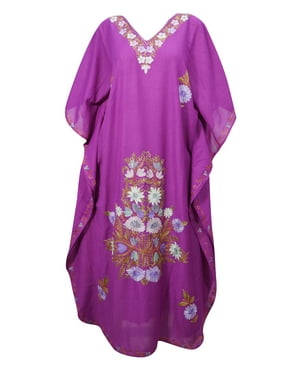 Mogul Women's Floral Kimono Caftan Beach Cover Ups Resort Wear Evening Maxi Long Dress 3XL