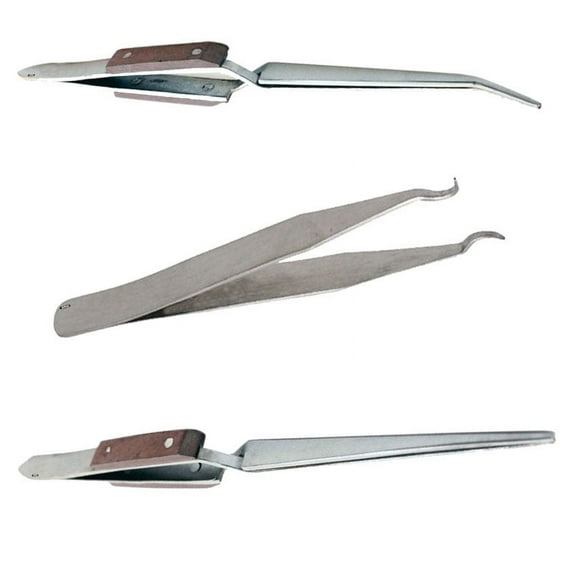 Cross Lock Tweezers Self Closing Fiber Bent & Straight & Inside Set Tweezers