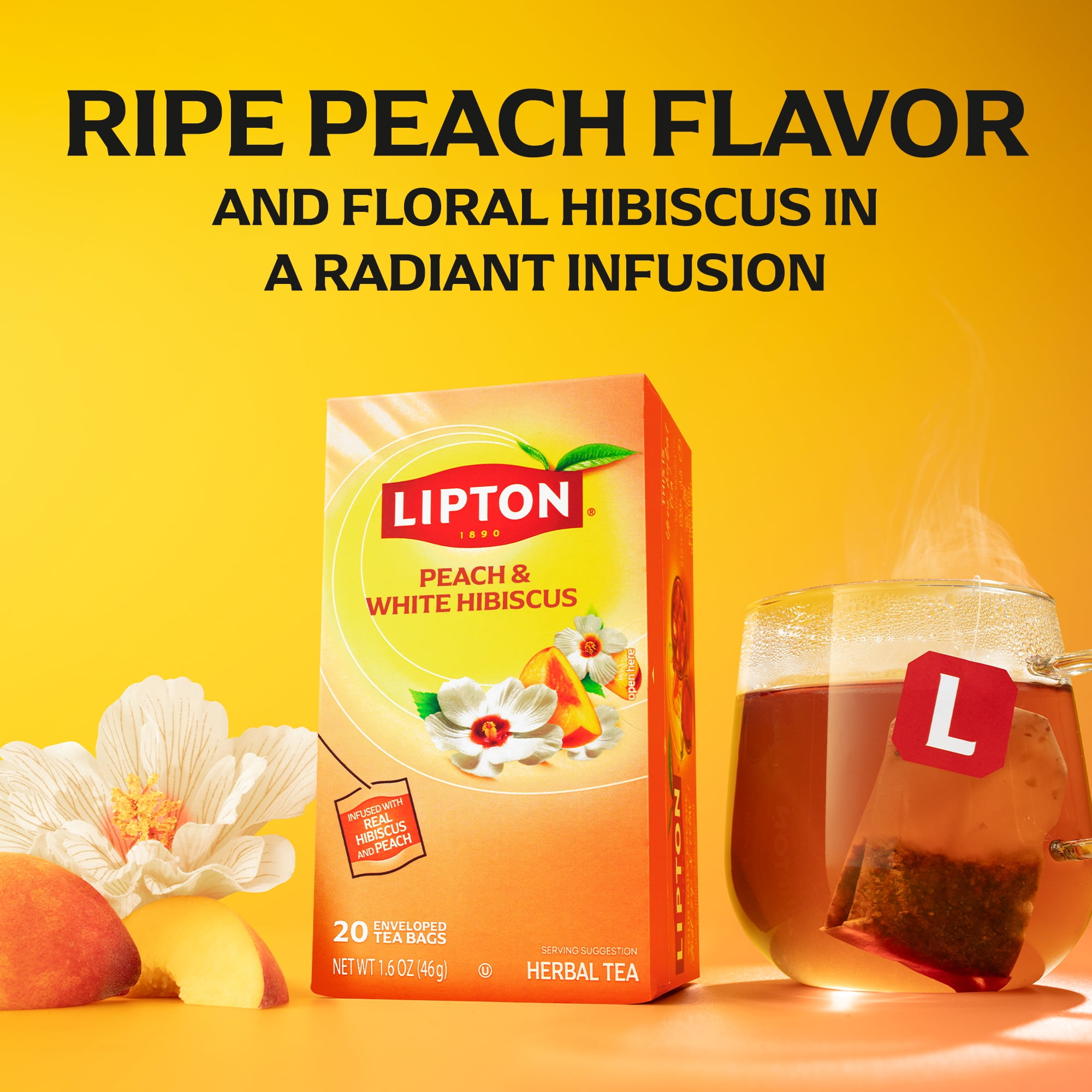 Lipton Peach Paradise Herbal Tea Bags, Caffeine Free Fruit Tea