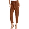 thumbnail image 3 of Pantalones elegantes de cintura alta con lazo y pantalones ajustados. L, 3 of 8