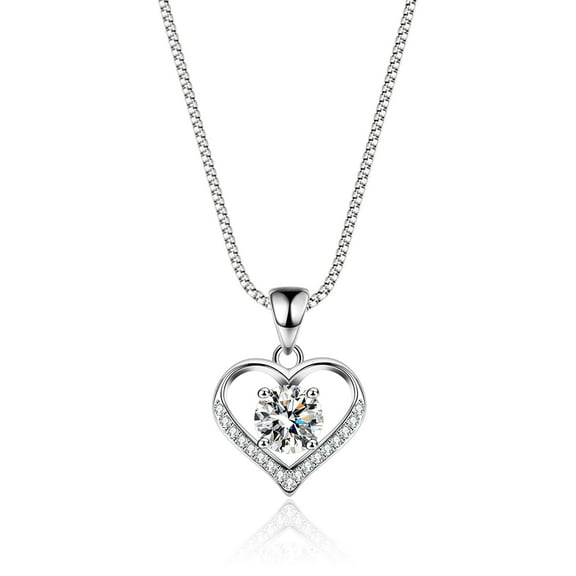 Atobao 925 Sterling Silver Pendant Necklace for Women 1.0 Ct CZ Diamond Cubic Jewerly Necklaces