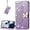 Purple, variant on for Samsung Galaxy A24 4G Wallet Case for Women Girls, Shiny Butterfly Flower PU Leather Cover with Card Slot Holder Flip Phone Case for Samsung Galaxy A24 4G Rhinestone Blue
