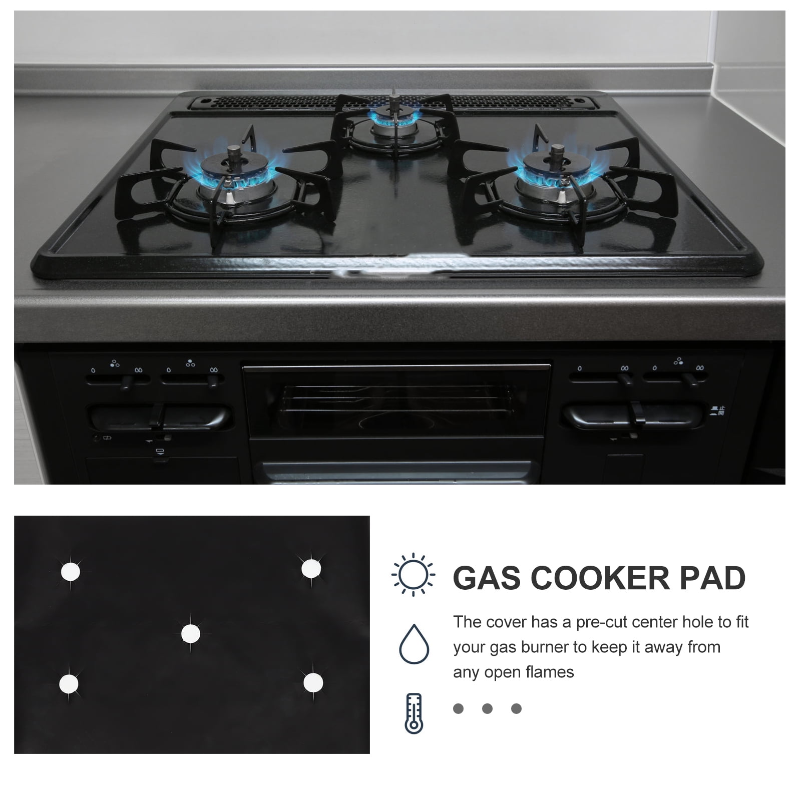 Gas Stove Top Covers 1 Set Stove Top Cover Stove Top Liner Covers Gas Stove Top Mats with Cleaning Brush for Kitchen