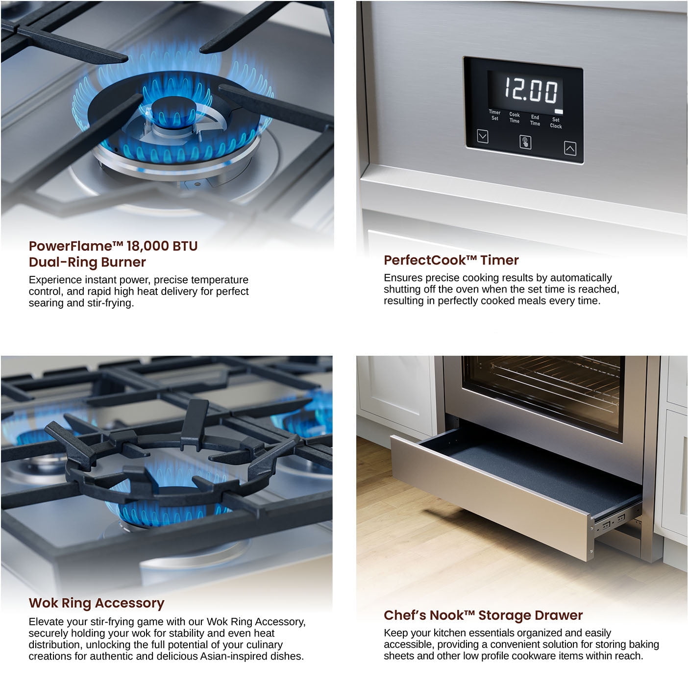 Rangaire RRG361TS 36" Gas Range Oven with Timer - Stainless Steel, Sealed Burners, Convection Fan, Easy Reach Racks