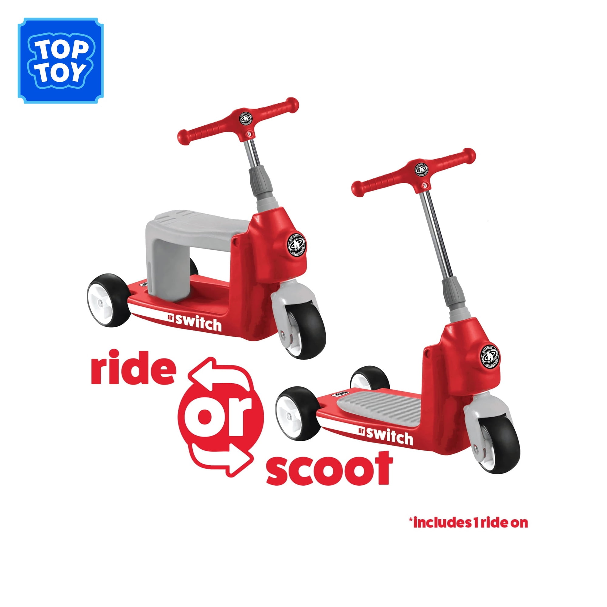 HALO Rise Above Jr Lil' Switch 2-in-1 Rider - Scooter for Ages 1+ - Red