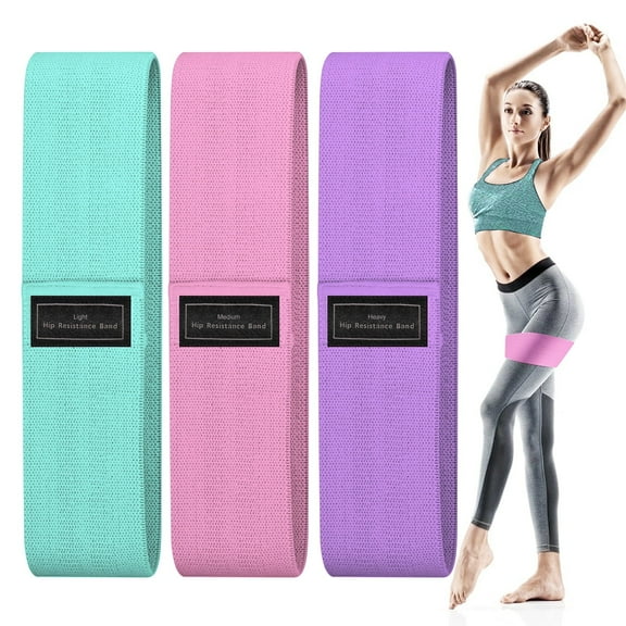 MF Non-Slip Hip Resistance Bands for Legs and Butt - 3 Level Fitness Elastic Bands for Women Squats,Glute Workout - Portable Leg Strength Bands