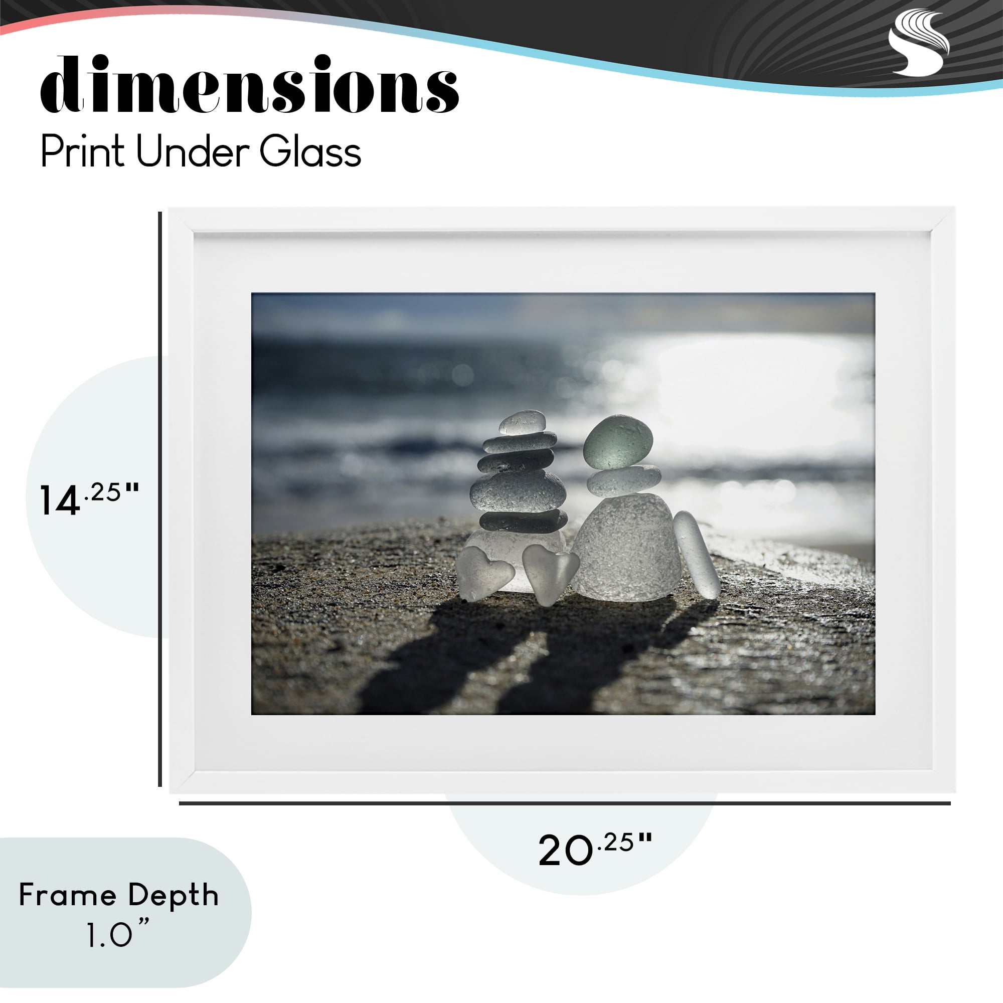 Stupell Industries Zen Sea Glass Hearts White Framed Print Under Glass, design by LMarie Allen