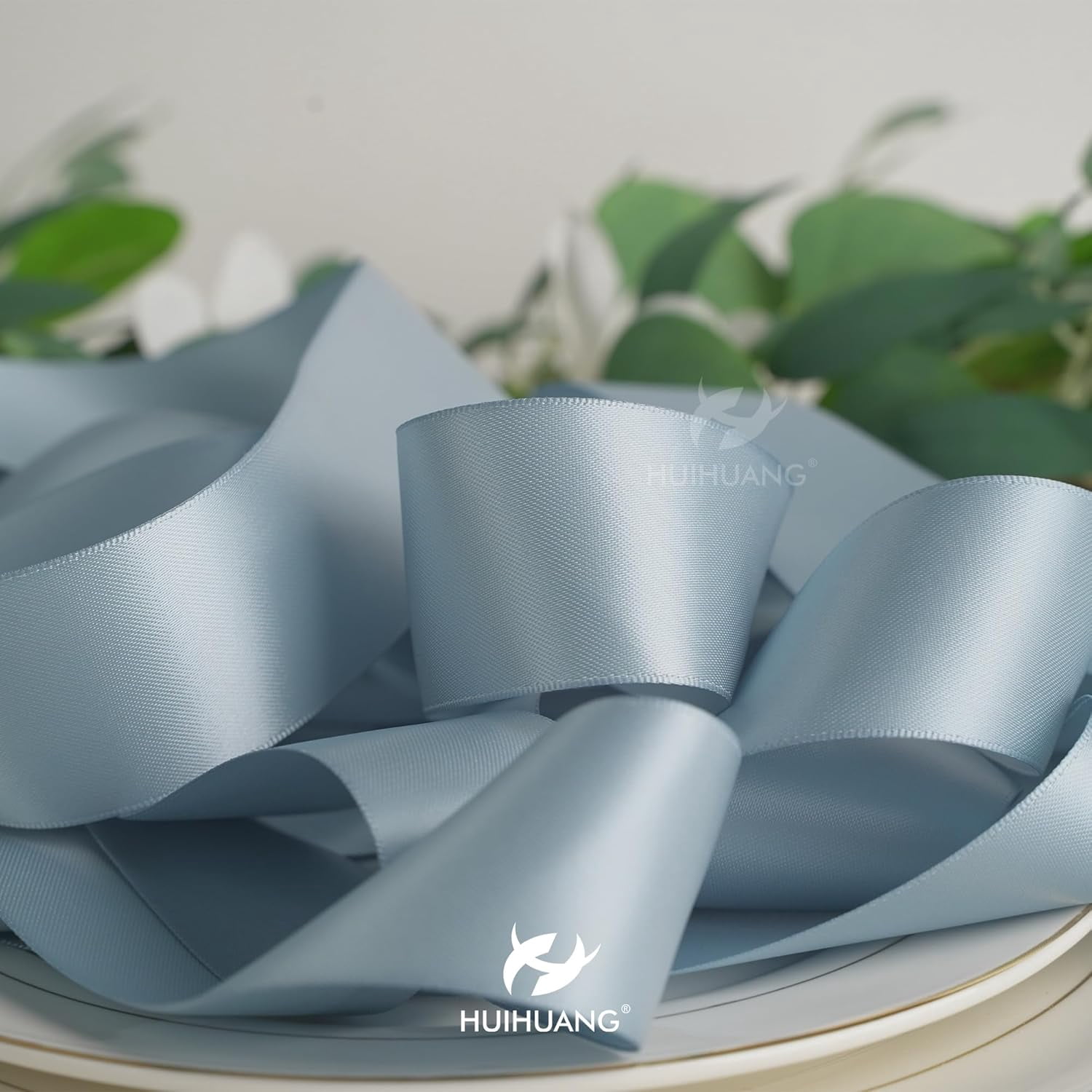 Slate Blue Ribbon 1-1/2 inch Double-Faced Satin Ribbon 50 Yards Blue Silk Satin Ribbon for Wedding, Crafts, Gift Wrapping, Flower Bouquet Wrap, Invitations, Holiday Decor, Bows Making