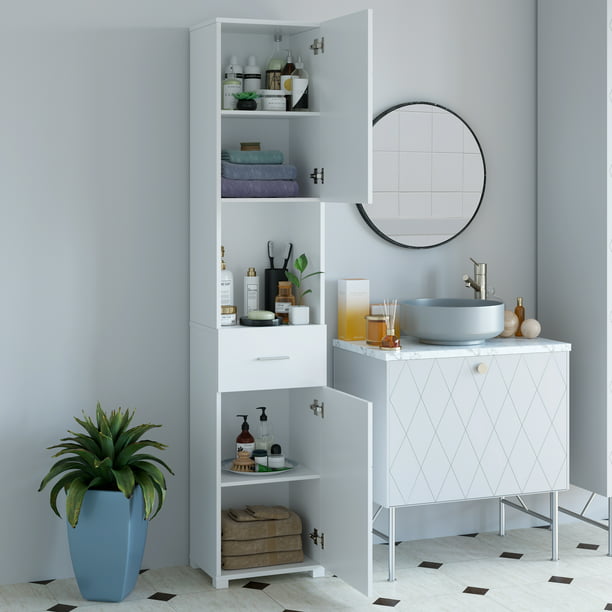 Homfa Tall Bathroom Cabinet, 71in Floor Standing Wood Shelving Units with 5 Storage  Shelves and 1 Drawer for Living Room - Walmart.com