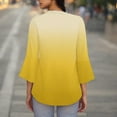 thumbnail image 4 of CYMMPU Fall Trendy Shirts 3/4 Sleeve T-Shirts Spring Tops Blouses for Women Dressy Casual Floral Pattern Loose Fit V Neck Business Elegant Work Tops T-Shirts Yellow XXL, 4 of 6